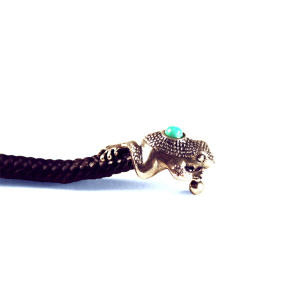 Silver Frog Bracelet: Silver & Leather