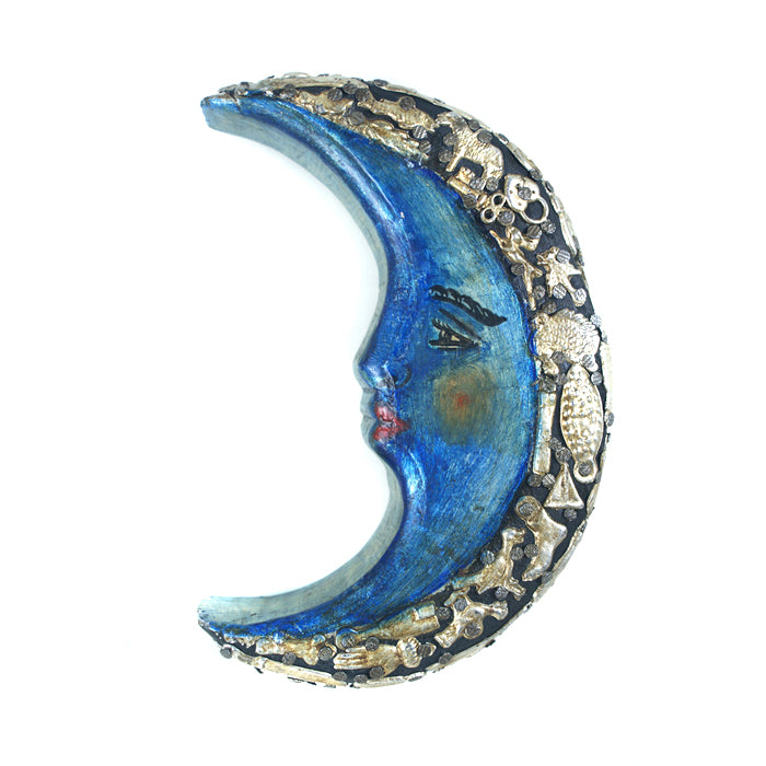 Wood Luna Moon with Milagros