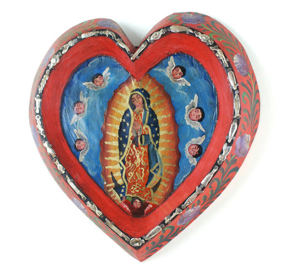 Wood Heart with Our Lady of Guadalupe
