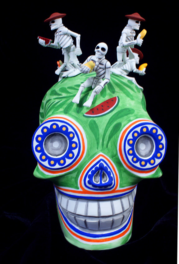 Luis Pablo: Sandias Skull with Skeletons