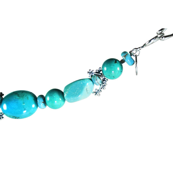Turquoise Silver Flowers Bracelet: Turquoise  & Silver