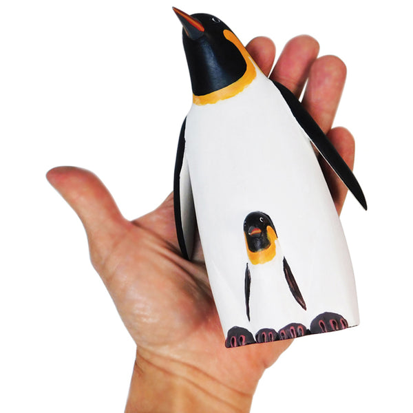 Avelino Perez: Penguin & Baby Woodcarving