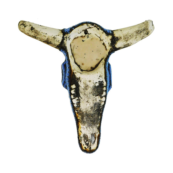 Huichol Sky Blue Bull Skull