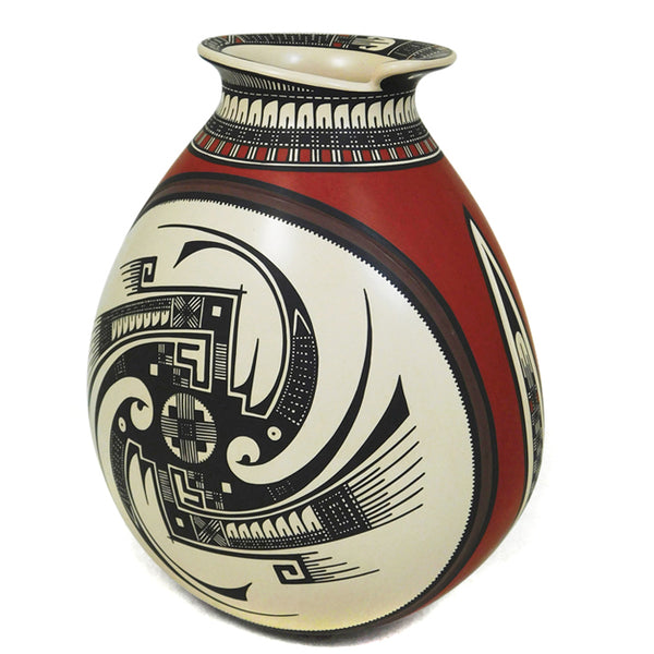 Tavo Silveira: White & Red Side Oval Olla