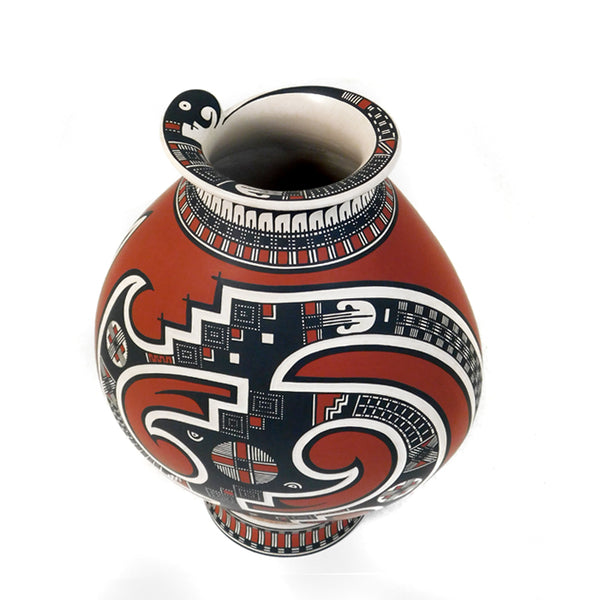 Tavo Silveira: White & Red Side Oval Olla