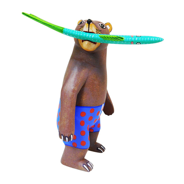 Avelino Perez: Bear in Swimsuit Woodcarving