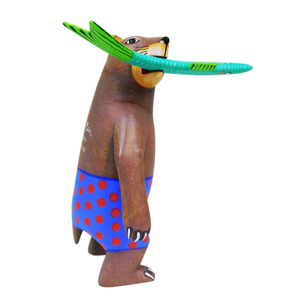 Avelino Perez: Bear in Swimsuit Woodcarving