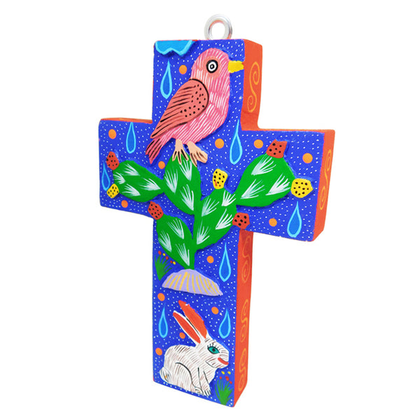 Daniel Ortega: Rabbit & Bird Cross Woodcarving