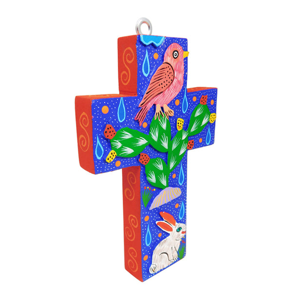 Daniel Ortega: Rabbit & Bird Cross Woodcarving