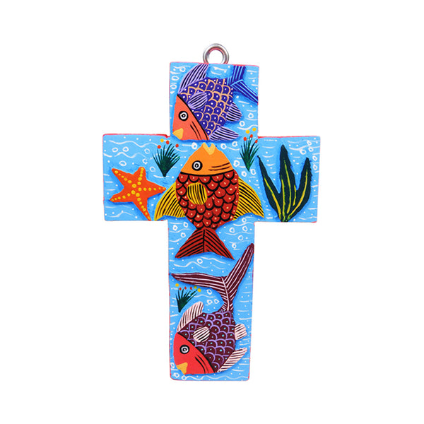 Daniel Ortega: Fish & Sea Star Cross  Woodcarving