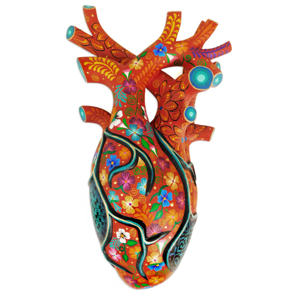 Gaspar Calvo: Large Flower Heart Woodcarving