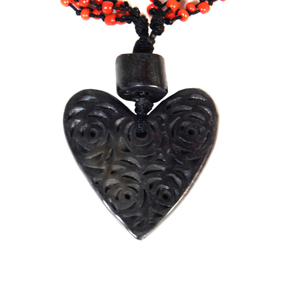 Black Clay: Heart Necklace Pendant