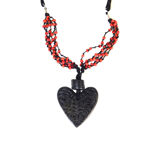 Black Clay: Heart Necklace Pendant