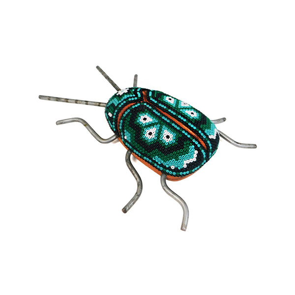 Huichol : Emerald Good Luck Beetle