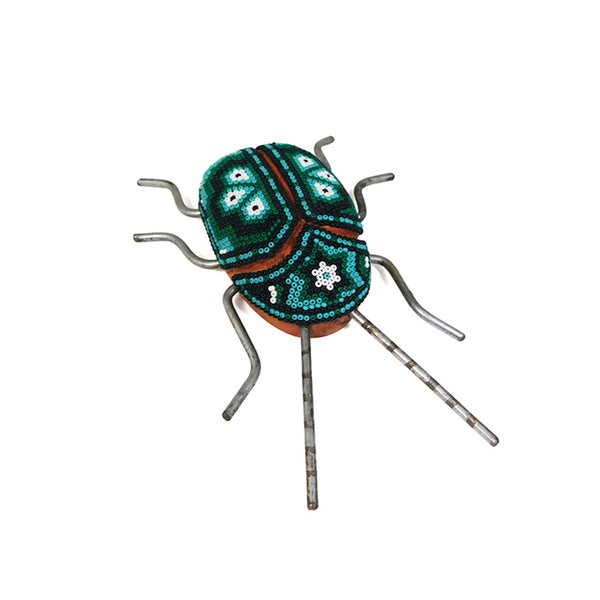 Huichol : Emerald Good Luck Beetle