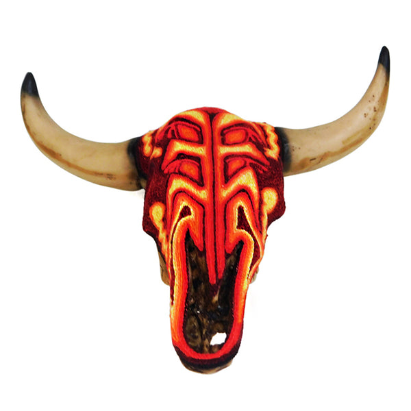 Huichol: Wall Yarn Bull Skull