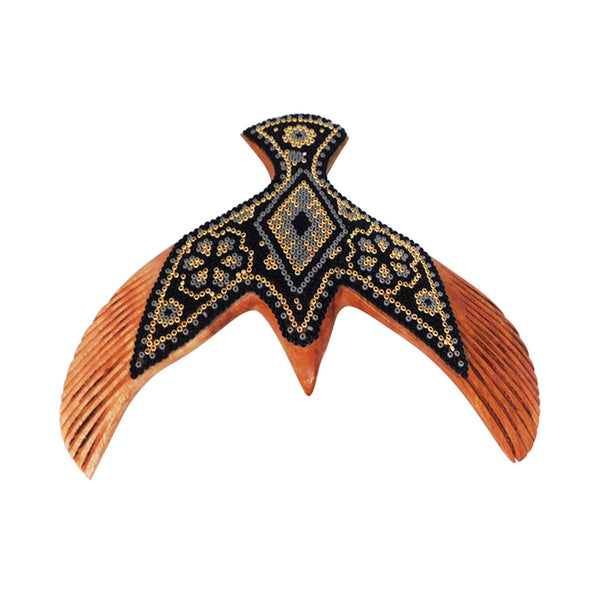 Huichol: Flying Dove Gold Black