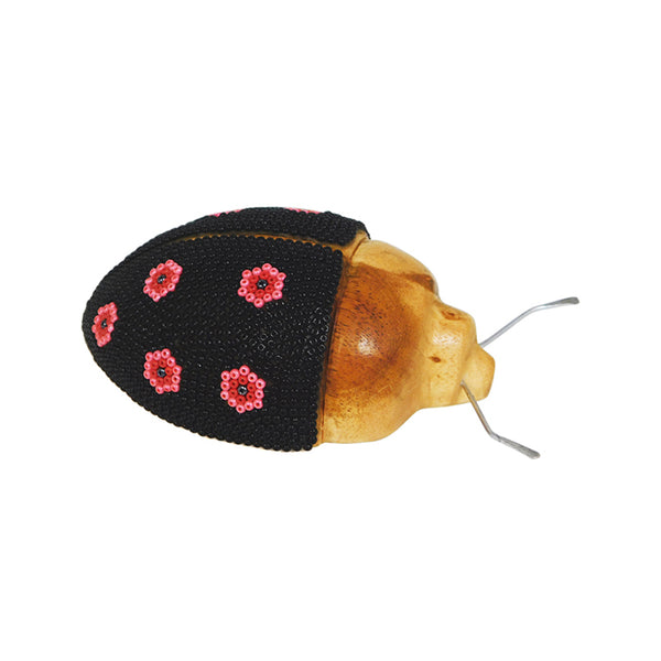 Huichol: Ebony & Coral Blessings Ladybug