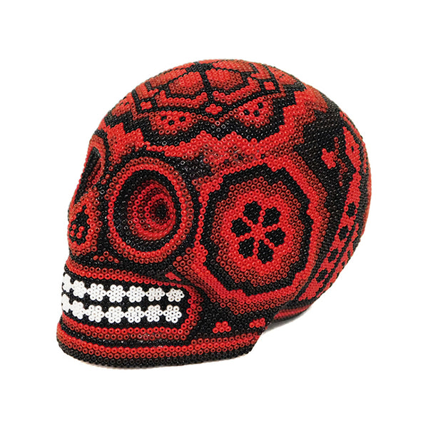 Huichol: Contemporary Red Day of the Dead Skull