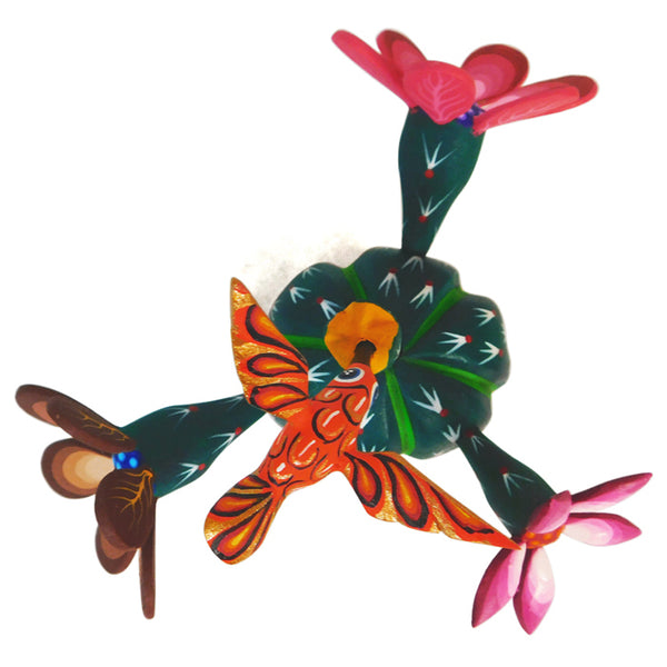Jorge Cruz: Cactus Hummingbird Woodcarving