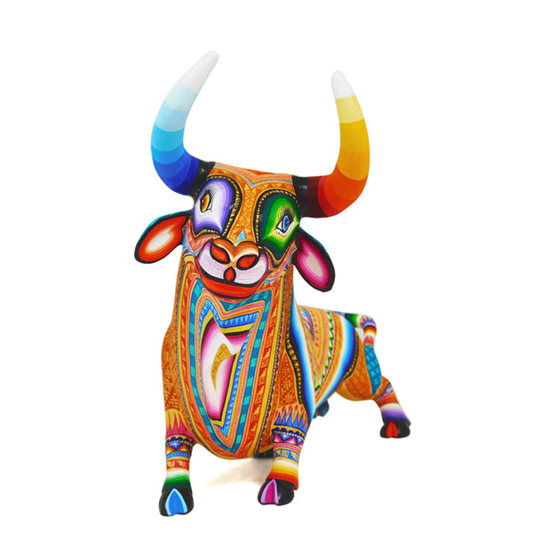 Lucero Fuentes: Zarape Bull Woodcarving