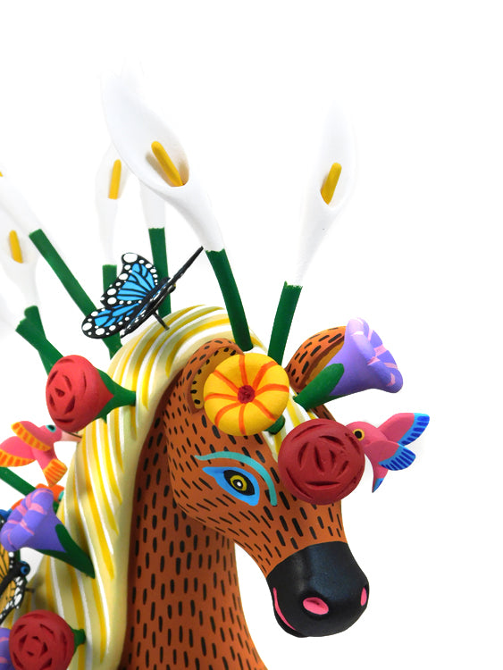 Oaxaca Woodcarving: Masterpiece Birds & Butterflies Horse