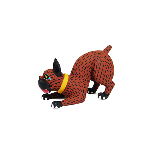 Oaxacan Woodcarving: Little Boxer Cocoa Dog