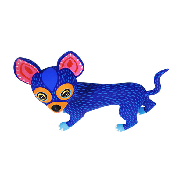 Oaxacan Woodcarving: Blue Chihuahua Dog