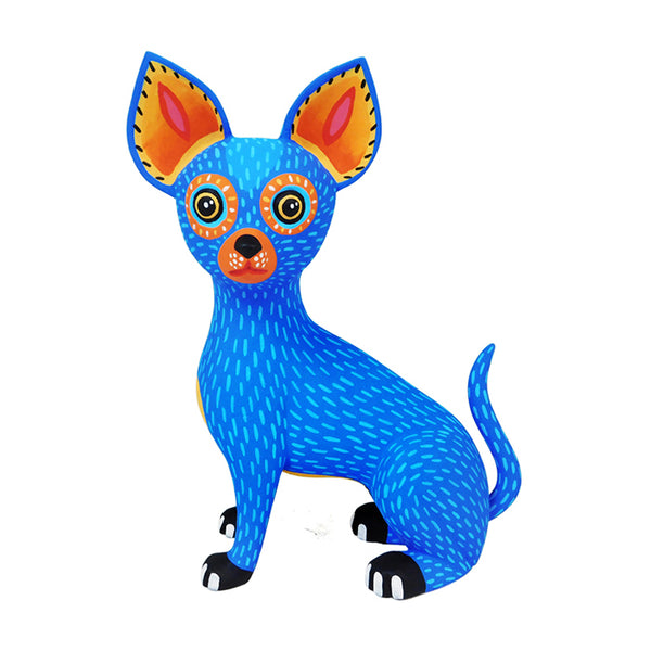 Oaxacan Woodcarving: Blue Chihuahua Dog