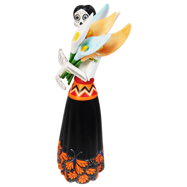 Oaxacan Wood Carving: Magnificent Frida with Calla Lillies