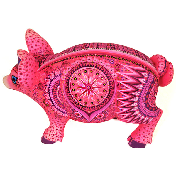 Luis Sosa: Mexican Rose Pig Woodcarving Alebrije