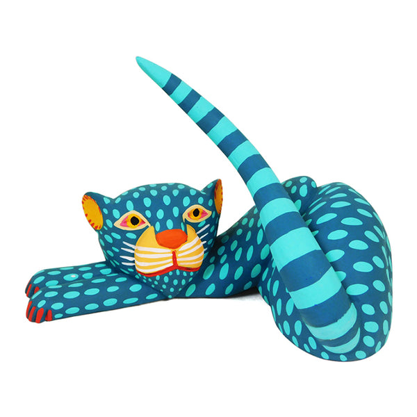 Moises Jîmenēz: Turquoise Cat Woodcarving