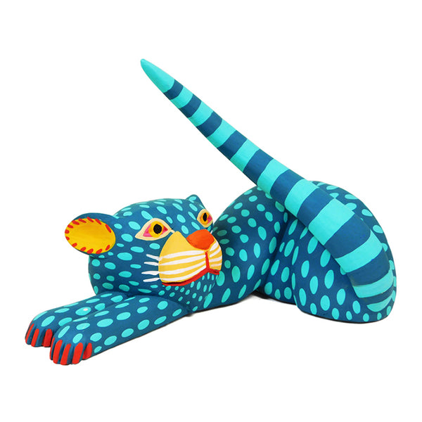 Moises Jîmenēz: Turquoise Cat Woodcarving