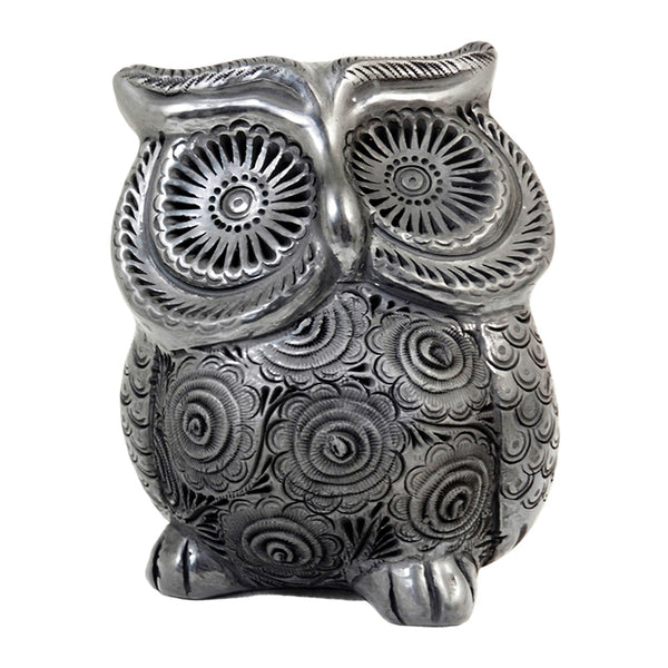 Doña Rosa:  Black Clay Owl Sculpture