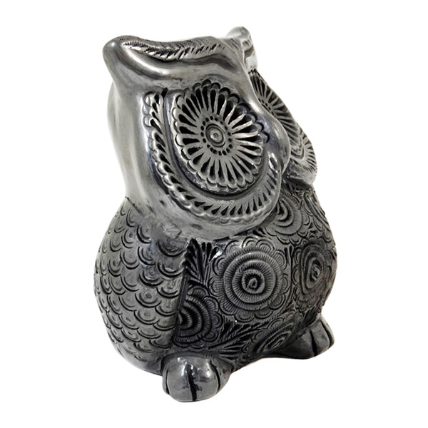 Doña Rosa:  Black Clay Owl Sculpture