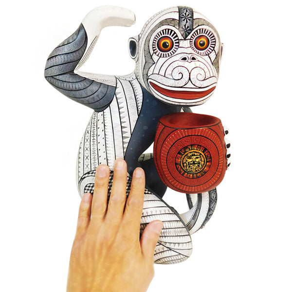 Pedro Carreño: Monkey with Vase Masterpiece Woodcarving