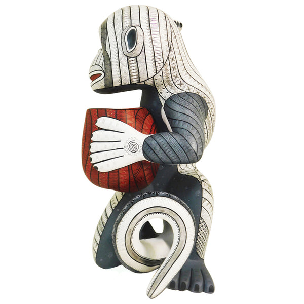 Pedro Carreño: Monkey with Vase Masterpiece Woodcarving