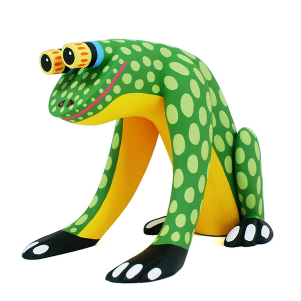 Rana Alebrije Woodcarving : Lemon-Lime Frog